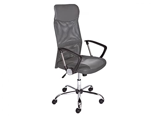 Dmora Höhenverstellbarer Bürosessel, Metallgestell und Sitz aus grauem Kunstleder, 62x66x115-125 cm, mit Rollen von Dmora