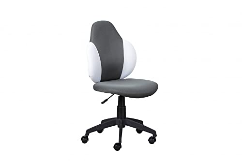 Dmora Höhenverstellbarer Bürosessel, mit Sitz in weichem grauem und weißem Stoff, 58x56x92 / 102 cm von Dmora