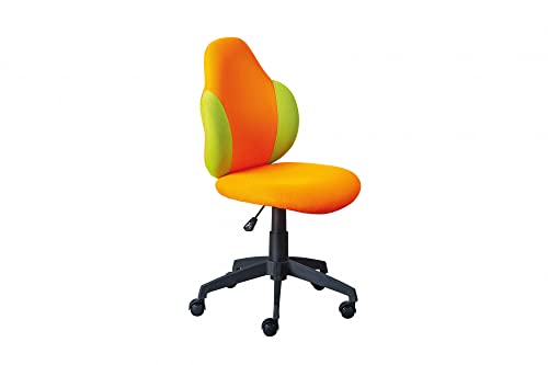 Dmora Höhenverstellbarer Bürosessel, mit Sitz in weichem orange und gelbem Stoff, 58x56x92 / 102 cm von Dmora
