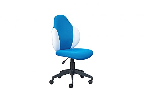 Dmora Höhenverstellbarer Bürosessel mit Sitz in weichem blau-weißem Stoff, 58x56x92 / 102 cm von Dmora