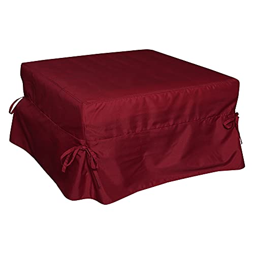 Dmora In ein Bett umwandelbarer Pouf, aus gepolstertem Stoff, inklusive Netz und Matratze, cm 75x75h42 cm, Farbe Rot von Talamo Italia