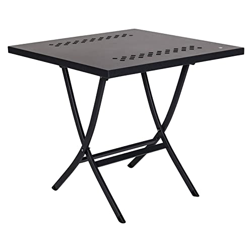 Dmora Klappbarer Gartentisch, Stehtisch mit Detail, Quadratischer Gartentisch, 80x80h75 cm, Schwarze Farbe von Dmora