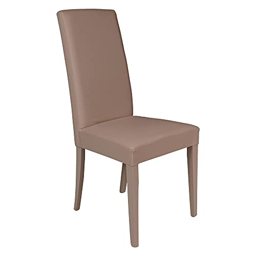 Dmora - Klassischer Stuhl aus Holz und Kunstleder, für Esszimmer, Küche oder Wohnzimmer, Made in Italy, cm 46x55h99, Sitzhöhe cm 47, Sandfarbe von Dmora