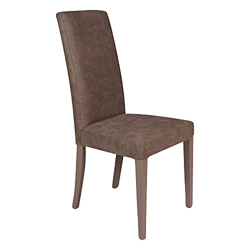 Dmora Klassischer Stuhl aus Kunstleder, für Esszimmer, Küche oder Wohnzimmer, Made in Italy, 46x55h99 cm, Farbe Grau von Dmora
