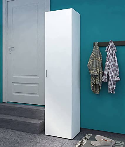 Dmora Kleiderschrank, Einzeltür, DREI Einlegeböden, weiß, 39 x 41 x 175 cm von Dmora