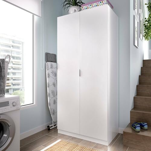 Dmora - Kleiderschrank 2 Türen Giovo, Kleiderbügel für Schlafzimmer, Mehrzweckschrank, 81x52h184 cm, Weiß Dmora - Kleiderschrank 2 Türen Giovo, Kleiderbügel für Schlafzimmer, Mehrzweckschrank, 81x52h184 cm, Weiß von Dmora