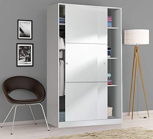 Dmora - Kleiderschrank 2 Türen Waterbury, Schlafzimmerschrank, Schrank mit 4 Regalen und Kleiderstange, 120x50h200 cm, Weiß Dmora - Kleiderschrank 2 Türen Waterbury, Schlafzimmerschrank, Schrank mit 4 Regalen und Kleiderstange, 120x50h200 cm, Weiß von Dmora