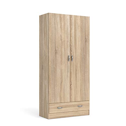Dmora Kleiderschrank mit zwei Türen und einer Schublade, Eichenfarbe, 79 x 35 x H171 cm von Dmora