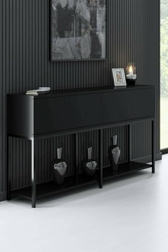 Dmora - Kommode Altair, Wohnzimmerbuffet, Wohnzimmer-Sideboard, Moderne Küchen-Speisekammer, 150x30h80 cm, Schwarz Dmora - Kommode Altair, Wohnzimmerbuffet, Wohnzimmer-Sideboard, Moderne Küchen-Speisekammer, 150x30h80 cm, Schwarz von Dmora