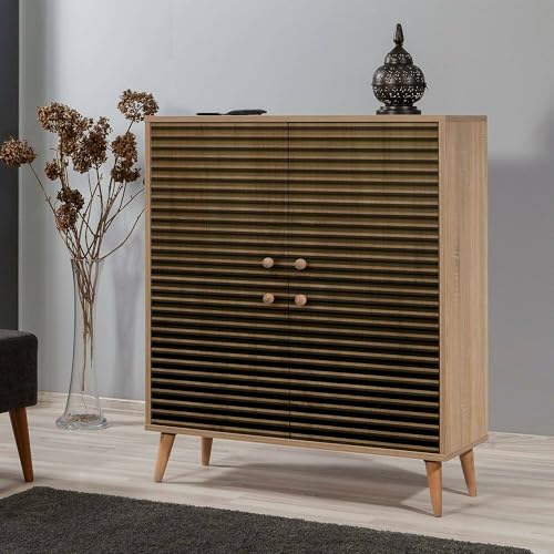 Dmora - Kommode Canopo, Wohnzimmerbuffet, Wohnzimmer-Sideboard, Moderne Küchen-Speisekammer, 95x36h111 cm, Eiche Dmora - Kommode Canopo, Wohnzimmerbuffet, Wohnzimmer-Sideboard, Moderne Küchen-Speisekammer, 95x36h111 cm, Eiche von Dmora