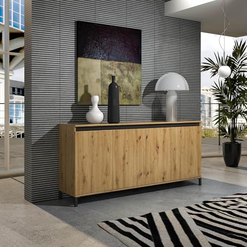Dmora - Kommode Khartoum, Wohnzimmerbuffet, Wohnzimmer-Sideboard, Moderne Küchen-Speisekammer, Made in Italy, 184x90h40 cm, Glänzendes Weiß und Anthrazit Dmora - Kommode Khartoum, Wohnzimmerbuffet, Wohnzimmer-Sideboard, Moderne Küchen-Speisekammer, Made in Italy, 184x90h40 cm, Glänzendes Weiß und Anthrazit von Dmora