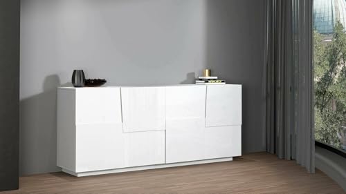 Dmora - Kommode Yago, Wohnzimmer-Buffet, modernes Wohnzimmer-Kommode mit 4 Türen, 200x44x86 cm, glänzendes Weiß Dmora - Kommode Yago, Wohnzimmer-Buffet, modernes Wohnzimmer-Kommode mit 4 Türen, 200x44x86 cm, glänzendes Weiß von Dmora
