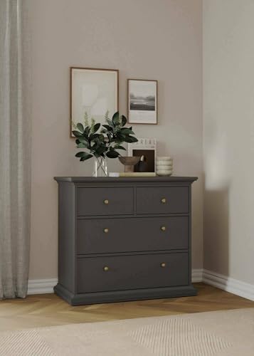 Dmora Kommode mit Vier Schubladen, Farbe Grau, 96,2 x 86,9 x 48,5 cm von Dmora