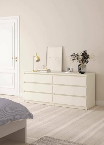 Dmora - Ingrid Kommode, Mehrzweckwoche, Schlafzimmer-Kommode, Schrank mit Schubladen, 154 x 50 x 70 cm, weiß von Dmora
