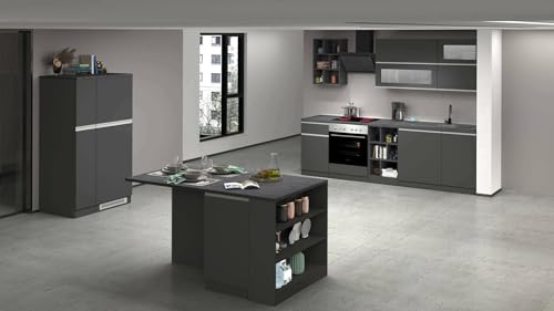 Dmora - Komplette Küche Armand, Modulares Küchenset, Modulare Küche mit Mehreren Elementen, 100% Made in Italy, Anthrazit und Schiefer von Dmora