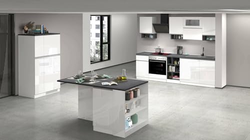 Dmora - Komplette Küche Bastien, modulares Küchenset, modulare Küche mit Mehreren Elementen, 100% Made in Italy, glänzendes Weiß und Schiefer von Dmora