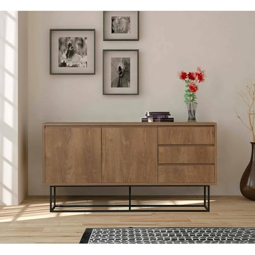 Dmora Consolle Alsafi, Tavolo multiuso, Mobiletto d'appoggio, Scrivania da corridoio, 140x36h72 cm, Noce e Nero von Dmora