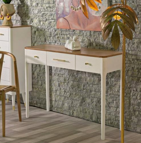 Dmora - Konsolentisch Demo, Tisch, Eingangskonsole, Regal, 107x37 h80 cm, Weiß und Braun von Dmora