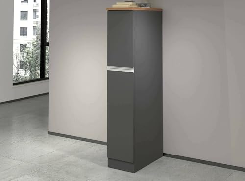 Dmora - Küchenschrank Quintino, Mehrzweckschrank, Küchenzeile Schrank, Multifunktionales Kühlregal, 100% Made in Italy, 30 x 60 x 165 cm, Anthrazit und Eiche Dmora - Küchenschrank Quintino, Mehrzweckschrank, Küchenzeile Schrank, Multifunktionales Kühlregal, 100% Made in Italy, 30 x 60 x 165 cm, Anthrazit und Eiche von Dmora
