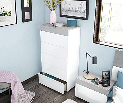 Dmora - Irving-Kommode, Kommode mit 5 Schubladen, Kommode für das Schlafzimmer, Moderne Kommode, 61x40h118 cm, Weiß Dmora - Irving-Kommode, Kommode mit 5 Schubladen, Kommode für das Schlafzimmer, Moderne Kommode, 61x40h118 cm, Weiß von Dmora