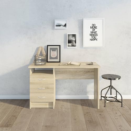 Dmora - Linearer Schreibtisch mit drei Schubladen, Eichenfarbe, Maße 120 x 72 x 48 cm Dmora - Linearer Schreibtisch mit drei Schubladen, Eichenfarbe, Maße 120 x 72 x 48 cm von Dmora