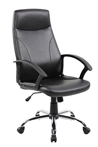 Dmora Macquarie, Chefsessel mit Armlehnen, ergonomischer Bürostuhl, schwarz, 64 x 61 x 110/120 cm von Dmora
