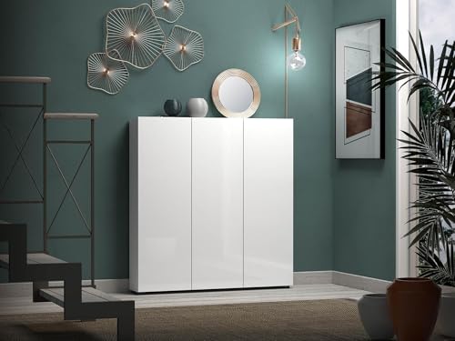 Dmora - Schuhschrank Madibeng, Schuhregal, Mehrzweck-Eingangsgarderobe, Möbel für Schuhe, Made in Italy, 110x19h115 cm, Glänzendes Weiß Dmora - Schuhschrank Madibeng, Schuhregal, Mehrzweck-Eingangsgarderobe, Möbel für Schuhe, Made in Italy, 110x19h115 cm, Glänzendes Weiß von Dmora