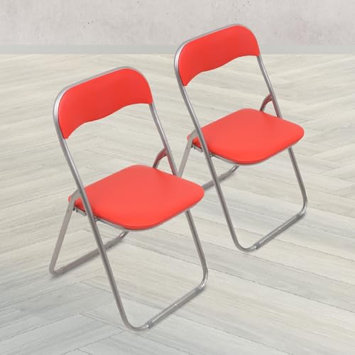 Dmora Marbella Stuhl, Set mit Zwei Klappstühlen, platzsparender Sitz für Besprechung, Warteraum-Sessel, 43 x 47 x 78 cm, Rot von Dmora