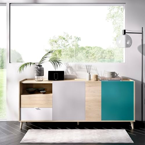 Dmora Marmontana Sideboard für Wohnzimmer, modernes Sideboard mit 3 Türen, 180 x 43 x 75 cm, Eiche und Grau Dmora Marmontana Sideboard für Wohnzimmer, modernes Sideboard mit 3 Türen, 180 x 43 x 75 cm, Eiche und Grau von Dmora