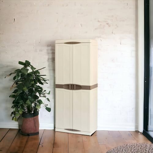 Dmora Mehrzweck Außen oder Innenschrank, 1 Tür Mobil und 4 Polypropylen Regale, 100% Made in Italy, 70x47h178 cm, beige Farbe Dmora Mehrzweck Außen oder Innenschrank, 1 Tür Mobil und 4 Polypropylen Regale, 100% Made in Italy, 70x47h178 cm, beige Farbe von Dmora