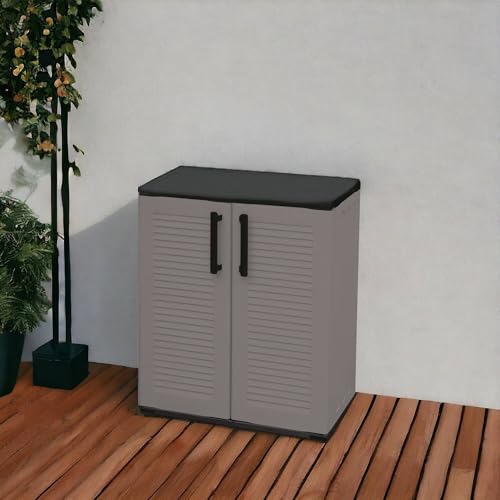 Dmora Mehrzweck Außen oder Innenschrank, niedriger Kleiderschrank mit 2 Türen und 1 Polypropylen Regal, 100% Made in Italy, 68x37h84 cm, graue Farbe Dmora Mehrzweck Außen oder Innenschrank, niedriger Kleiderschrank mit 2 Türen und 1 Polypropylen Regal, 100% Made in Italy, 68x37h84 cm, graue Farbe von Dmora