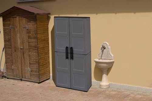 Dmora Mehrzweck Außen oder Innenwechselschrank, 2 türige mobile und 3 einstellbare Polypropylen Regale, 100% Made in Italy, 68x37h163 cm, graue Farbe Dmora Mehrzweck Außen oder Innenwechselschrank, 2 türige mobile und 3 einstellbare Polypropylen Regale, 100% Made in Italy, 68x37h163 cm, graue Farbe von Dmora