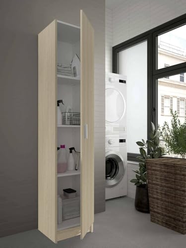 Dmora - 1-Tür Mehrzweckschrank Clearwater, Hilfsschrank, Schuhschrank mit Regalen, Vertikales Schuhregal, 37x37h180 cm, Eiche Dmora - 1-Tür Mehrzweckschrank Clearwater, Hilfsschrank, Schuhschrank mit Regalen, Vertikales Schuhregal, 37x37h180 cm, Eiche von Dmora