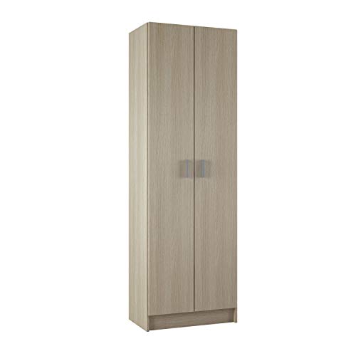 Dmora Mehrzweck-Kleiderschrank mit zwei Flügeltüren und drei verstellbaren Einlegeböden, Eichenfarbe, 59 x 37 x H180 cm von Dmora