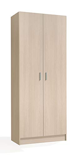 Dmora Mehrzweck-Kleiderschrank mit zwei Flügeltüren und zwei höhenverstellbaren Einlegeböden, Eichenfarbe, 73 x 37 x H180 cm von Dmora
