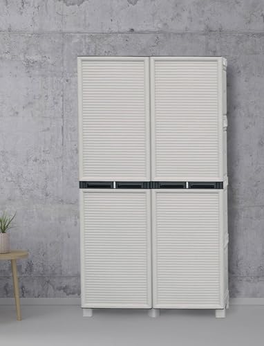 Dmora Mehrzweckschrank für den Außen und Innenbereich, 2 Türen und 3 Polypropylen Regale, 100% Made in Italy, 100x39h172 cm, hellgraue Farbe Dmora Mehrzweckschrank für den Außen und Innenbereich, 2 Türen und 3 Polypropylen Regale, 100% Made in Italy, 100x39h172 cm, hellgraue Farbe von Dmora