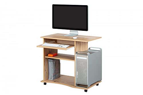 Dmora Mini-Büro, Eichenfarbe, mit Rollen, 80x50x75 cm von Dmora