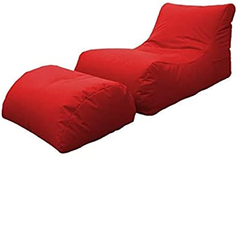 Dmora Moderne Chaiselongue fürs Wohnzimmer, Made in Italy, Sessel mit Fußstütze aus Nylon, Gepolsterter Sitzpuff für Schlafzimmer, 120x80h60 cm, Farbe Rot von Talamo Italia