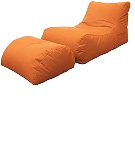 Dmora Moderne Wohnzimmer-Chaiselongue, Made in Italy, Sessel mit Nylon-Fußstütze, Gepolsterter Sitzpuff für Schlafzimmer, 120x80h60 cm, Farbe Orange von Talamo Italia