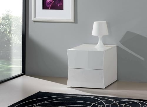 Dmora - Nachttisch Pietro, Nachttisch mit 2 Schubladen, Schlafzimmerschrank, 100 % Made in Italy, 50 x 40 x 41 cm, glänzendes Weiß, Dmora - Nachttisch Pietro, Nachttisch mit 2 Schubladen, Schlafzimmerschrank, 100 % Made in Italy, 50 x 40 x 41 cm, glänzendes Weiß, von Dmora