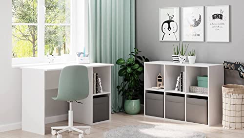 Dmora Moderner Schreibtisch mit 2 Fächern, PC-Schreibtisch, Arbeitstisch, 120x55h80 cm, Farbe Weiß von Dmora