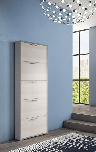 Dmora - Schuhregal Margherita, Mehrzweck-Eingangsmöbel mit 5 Falttüren, Moderner Schuhschrank, 100 % Made in Italy, 67 x 18 x 184 cm, Lärche, Dmora - Schuhregal Margherita, Mehrzweck-Eingangsmöbel mit 5 Falttüren, Moderner Schuhschrank, 100 % Made in Italy, 67 x 18 x 184 cm, Lärche, von Dmora