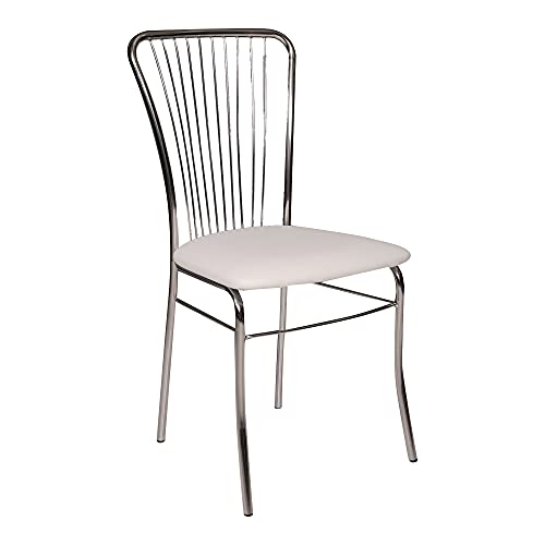 Dmora Moderner Stuhl aus Kunstleder, für Esszimmer, Küche oder Wohnzimmer, cm 54x45h93, weiße Farbe von Dmora