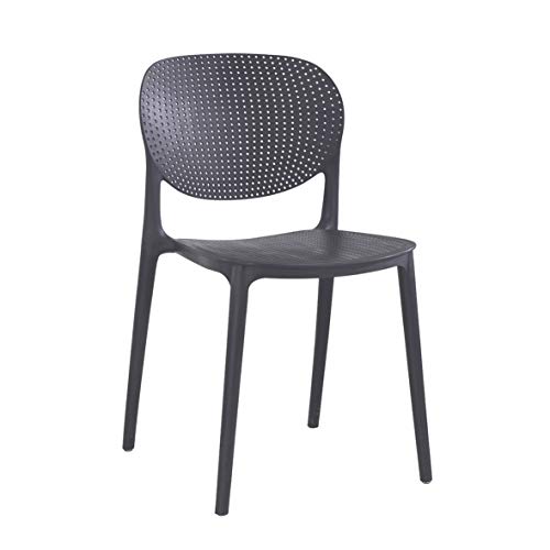 Dmora Moderner Stuhl aus Metall und Polypropylen, für Esszimmer, Küche oder Wohnzimmer, 46x51h82 cm, Sitzhöhe 46 cm, Farbe Anthrazit von Dmora