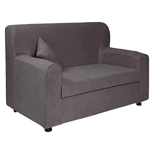 Dmora Modernes 2-Sitzer Stoffsofa, Made in Italy, Sofa für kleine Wohnungen, mit Kissen, 125x73xh85 cm, Farbe Grau von Dmora