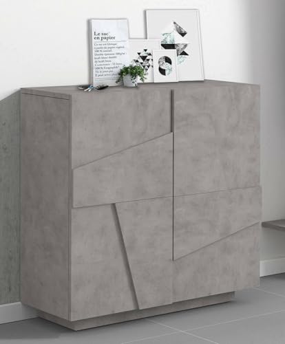 Dmora - Schuhregal Joel, Mehrzweckschrank mit 2 Türen, Schuhregal für den Eingangsbereich, 100 % Made in Italy, 81 x 38 x 86 cm, Zement mit Details, Dmora - Schuhregal Joel, Mehrzweckschrank mit 2 Türen, Schuhregal für den Eingangsbereich, 100 % Made in Italy, 81 x 38 x 86 cm, Zement mit Details, von Dmora