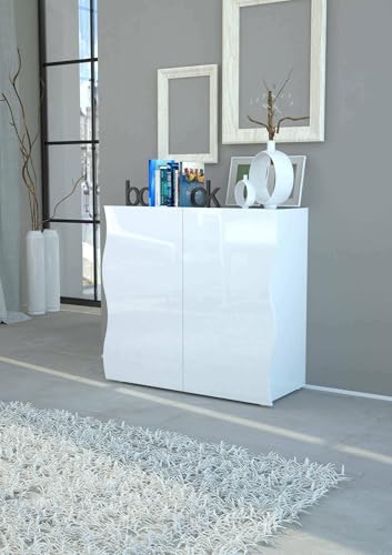 Dmora - Kommode Nicolò, 2-türiges Küchen-Sideboard, Wohnzimmer-Buffet, 100 % Made in Italy, 90 x 40 x 81 cm, glänzendes Weiß, Dmora - Kommode Nicolò, 2-türiges Küchen-Sideboard, Wohnzimmer-Buffet, 100 % Made in Italy, 90 x 40 x 81 cm, glänzendes Weiß, von Dmora