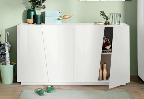 Dmora - Kommode Owen, 4-türiges Küchen-Sideboard, Wohnzimmer-Buffet, 100 % Made in Italy, 159 x 43 x 86 cm, glänzendes Weiß, Dmora - Kommode Owen, 4-türiges Küchen-Sideboard, Wohnzimmer-Buffet, 100 % Made in Italy, 159 x 43 x 86 cm, glänzendes Weiß, von Dmora