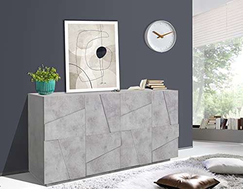 Dmora Modernes Sideboard mit 4 Türen, Made in Italy, Küchen-Sideboard, Wohnzimmer-Design-Buffet, 162x44h86 cm, Farbe Schiefergrau von Dmora