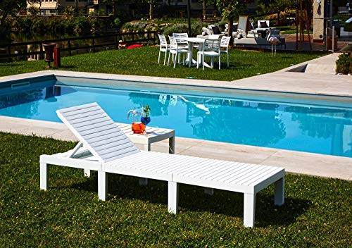 Dmora - Sonnenliege Caserta, Verstellbarer Liegestuhl für den Garten, Kinderbett für den Außenbereich, 100 % Made in Italy, Cm 195x65h78, Weiß von Dmora